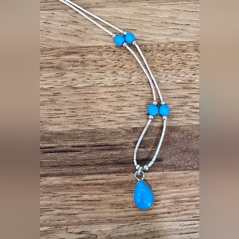 Liquid Silver and Sleeping Beauty Turquoise  Necklace